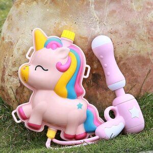 Cartoon 3D Backpack Water Blaster, Pink Unicorn Design